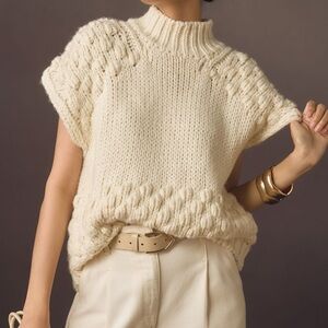 Anthropologie/English Factory Sleeveless Mock-Neck Bubble-Knit Sweater Size M